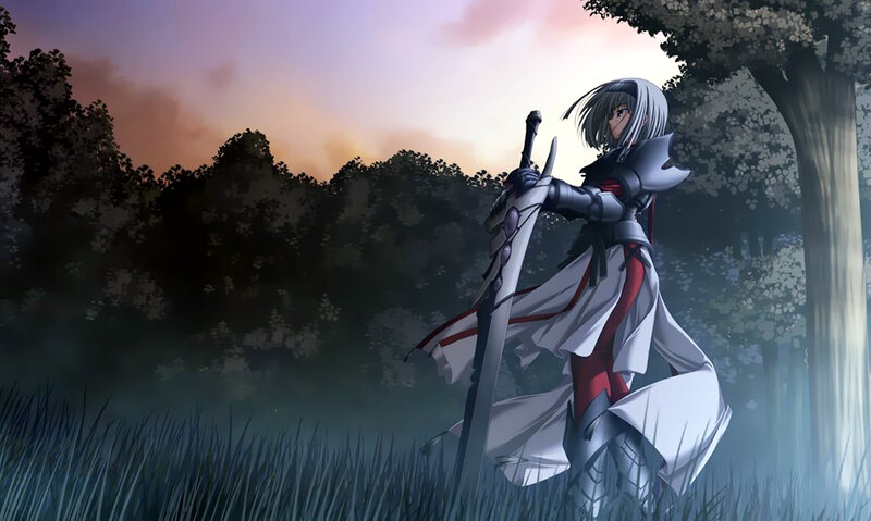 anime knight in forest