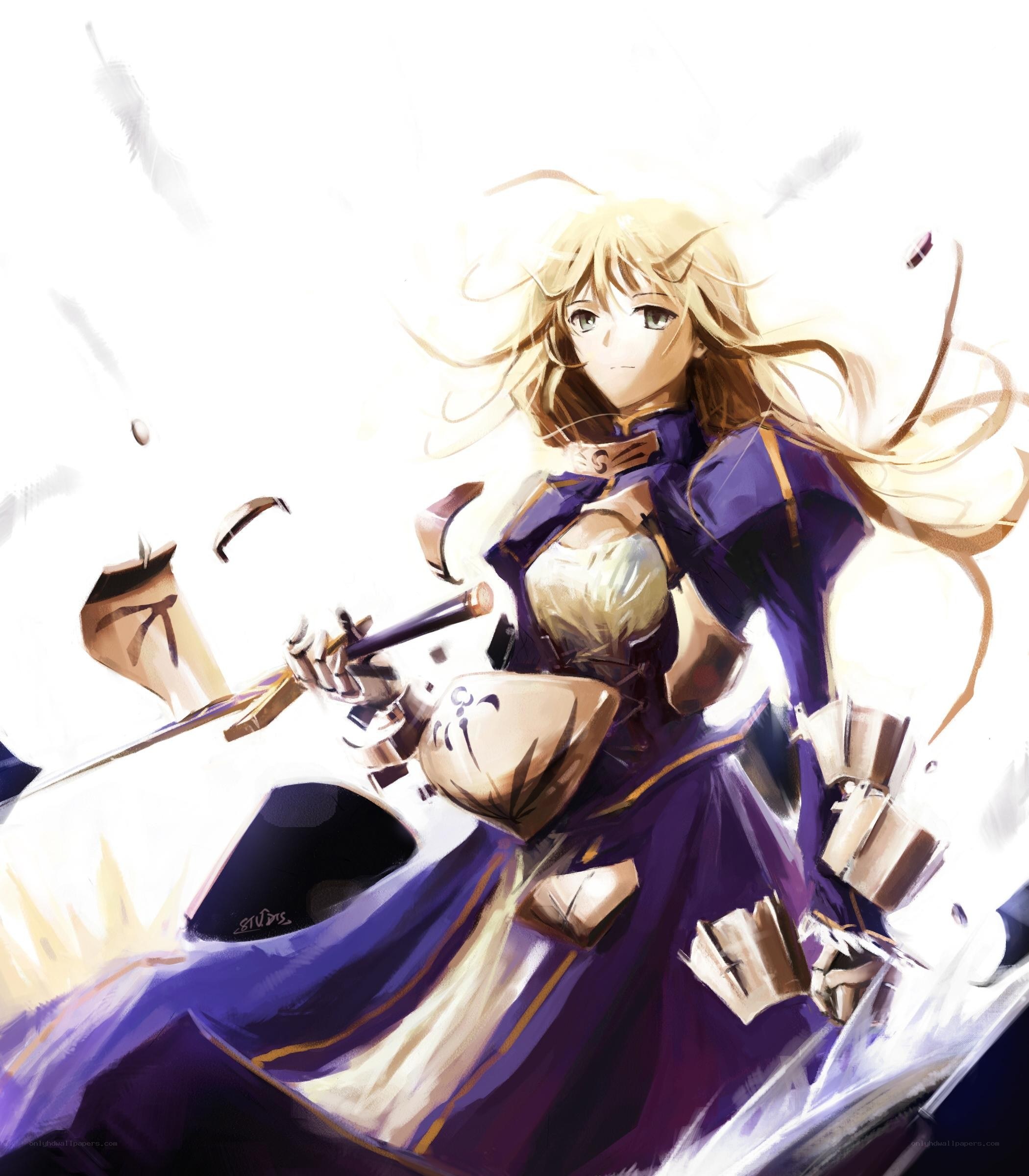 anime knight in purple armor