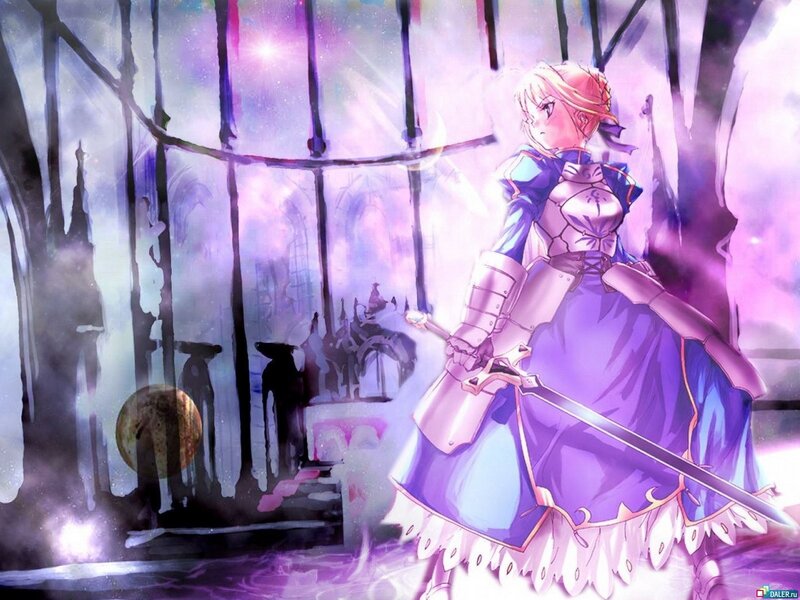 anime knight in purple armor