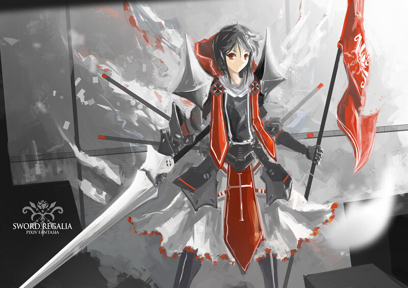 Anime Knight with Flag