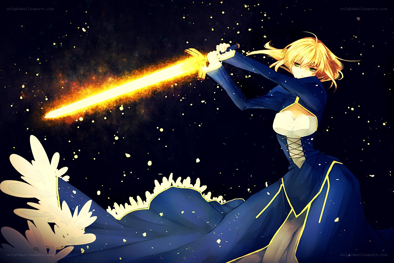 anime knight with glowing sword