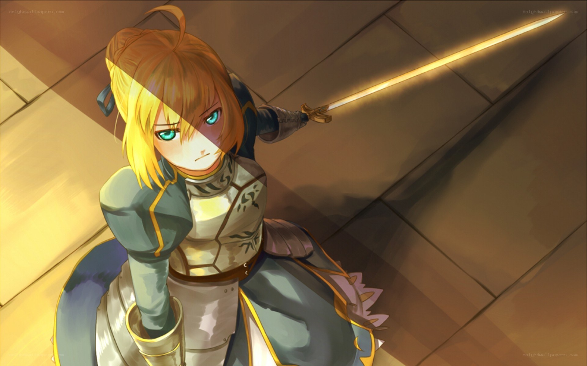 anime knight with glowing sword