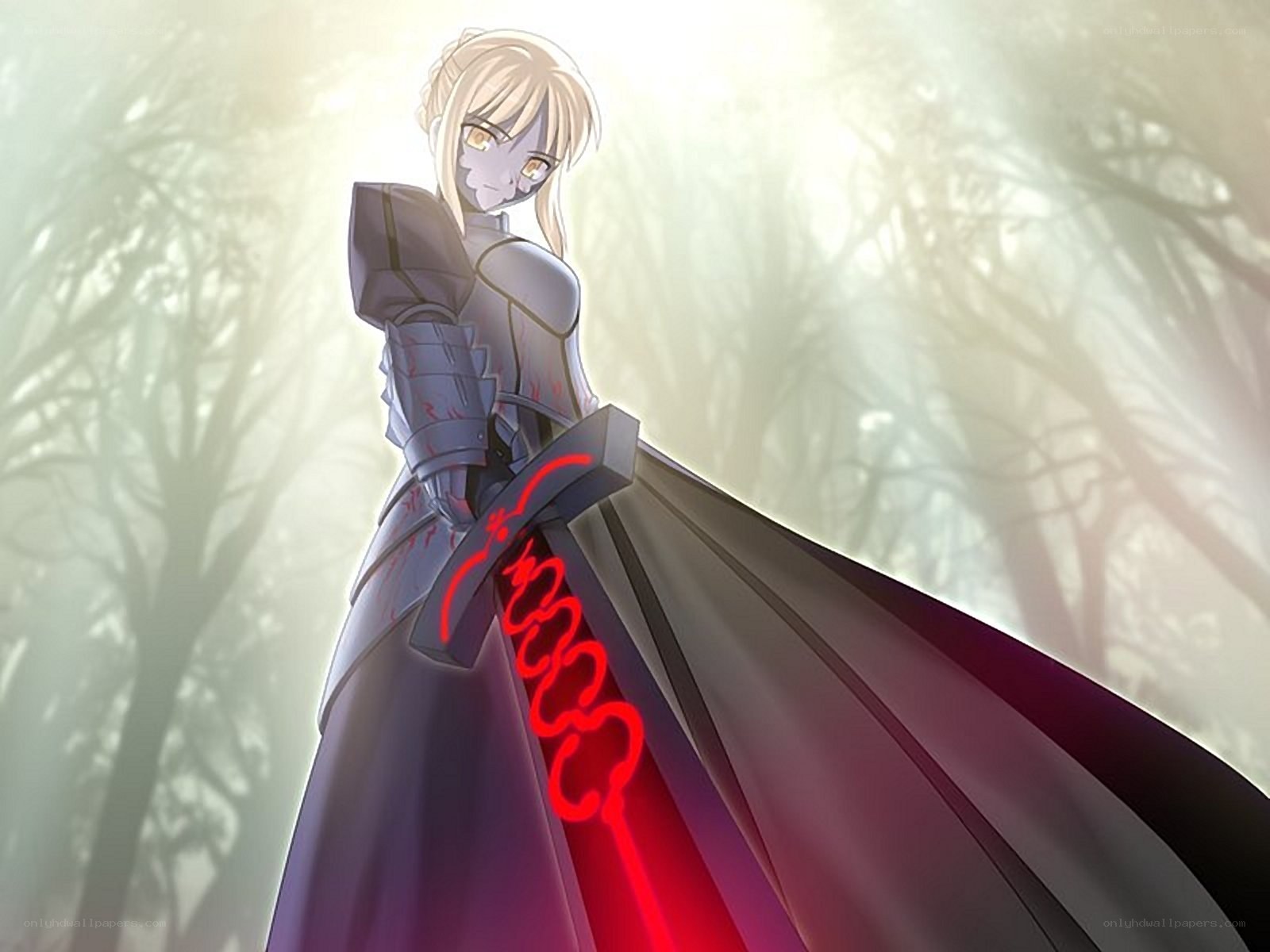 anime knight with glowing sword