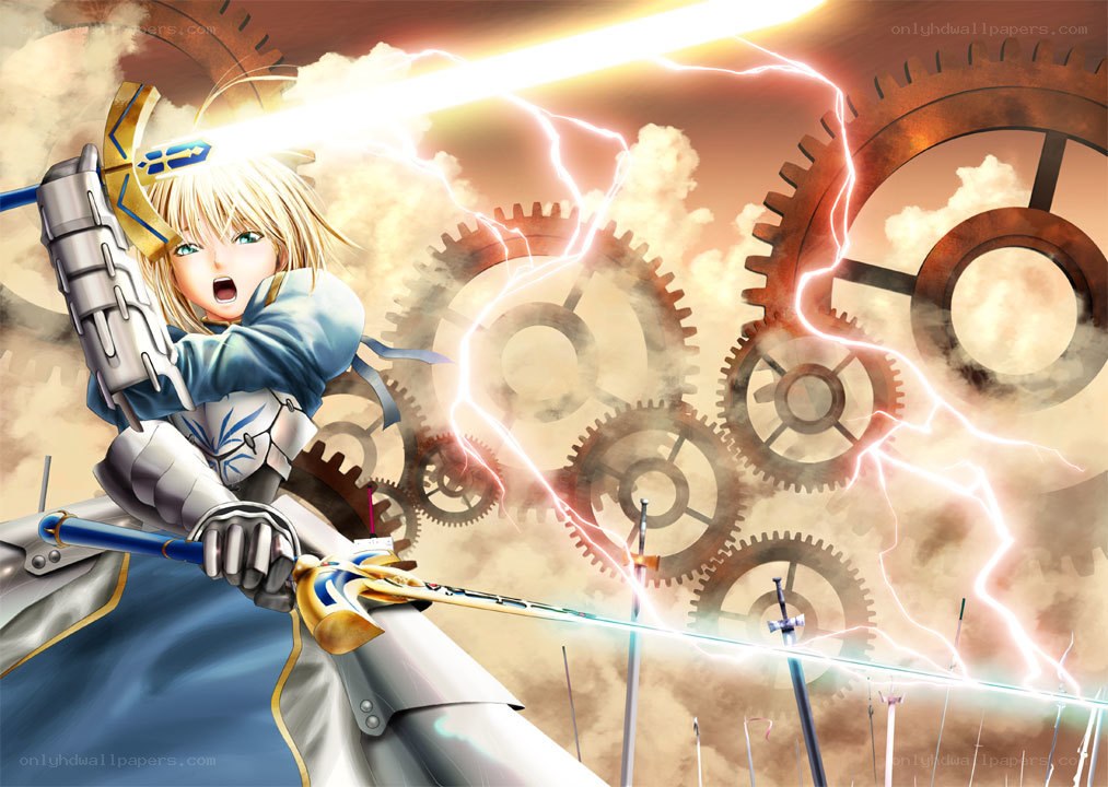 anime knight with lightning sword