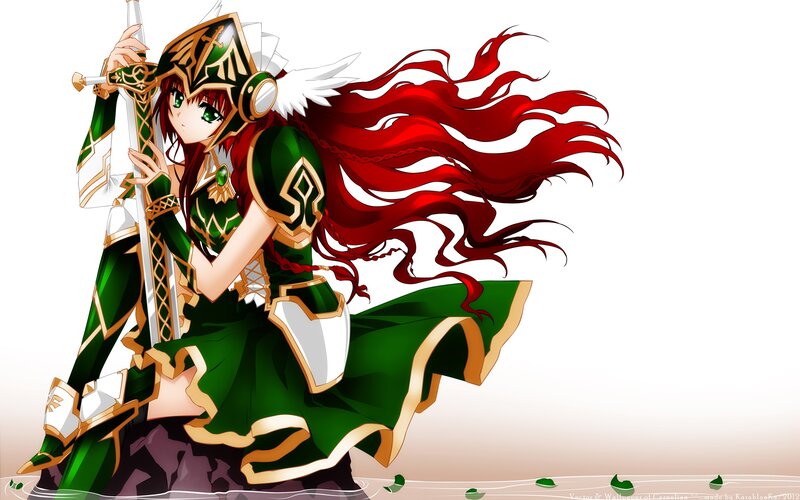anime knight with red hair