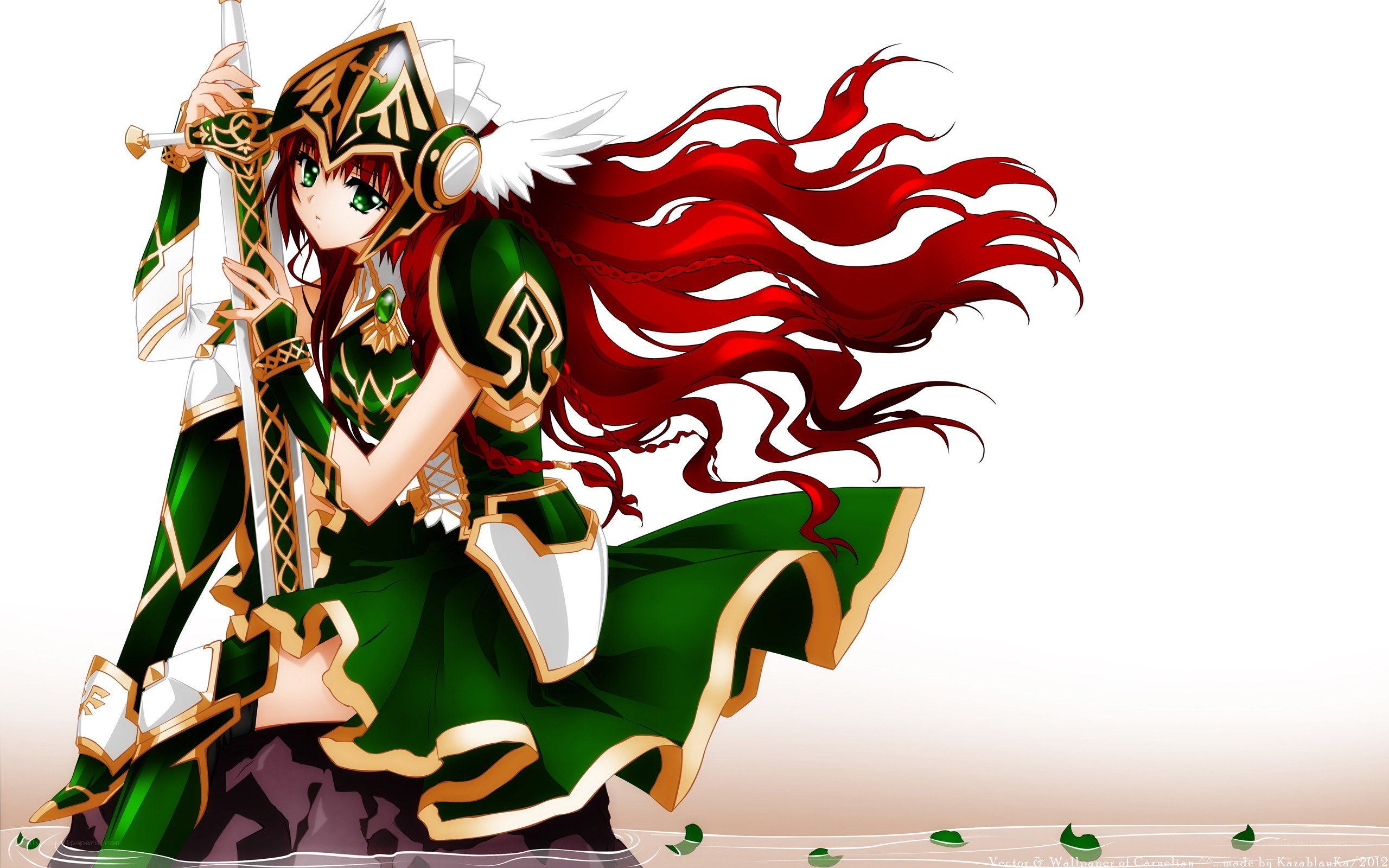 anime knight with red hair