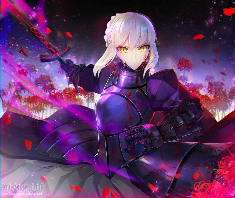 Anime Knight with Sword — Purple, Dramatic, Night