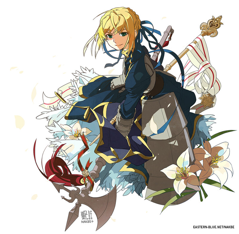 anime knight with weapon