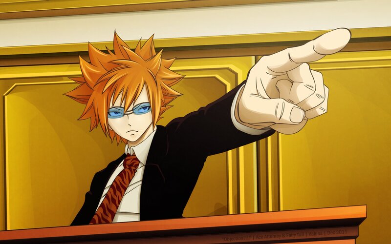 Anime lawyer pointing in court