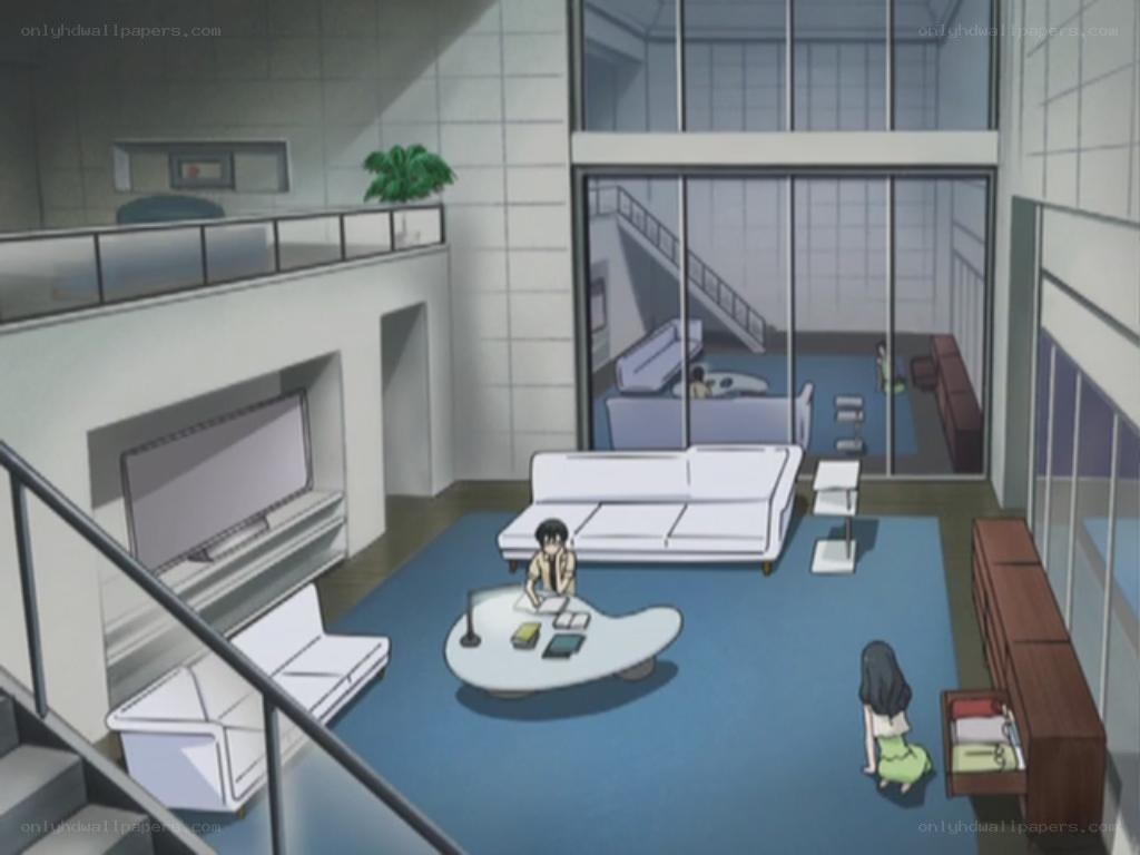 Anime living room scene