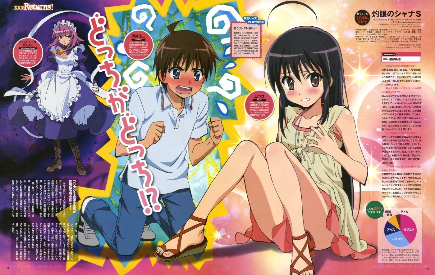 Anime magazine spread featuring characters
