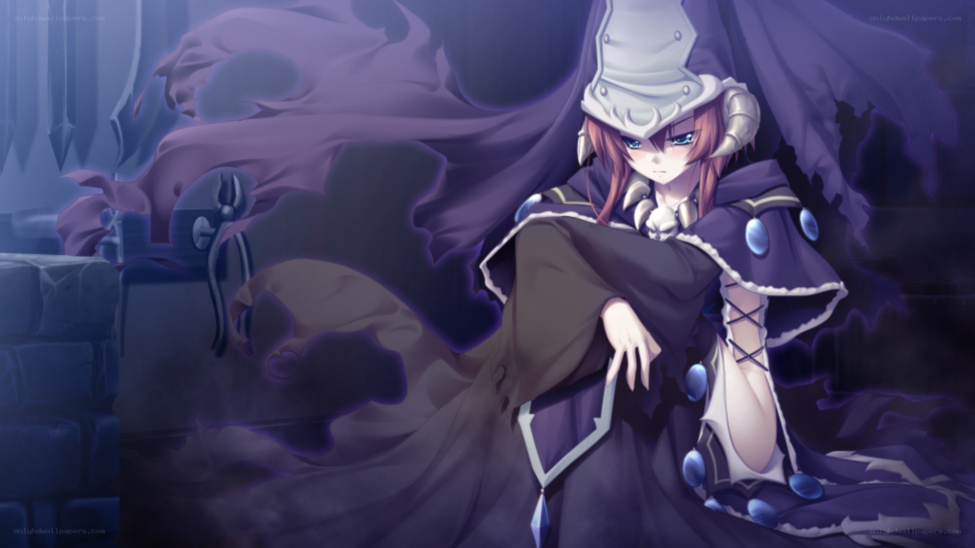 anime mage in dark cloak
