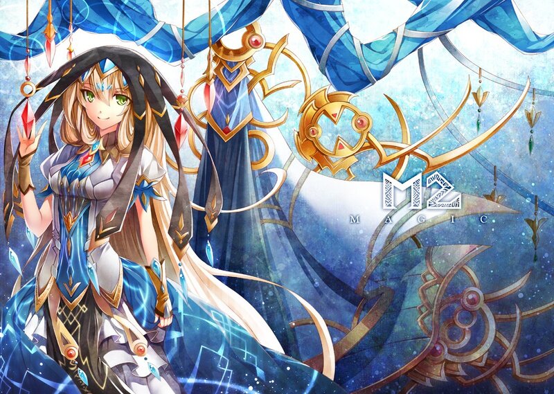 anime mage with blue magic