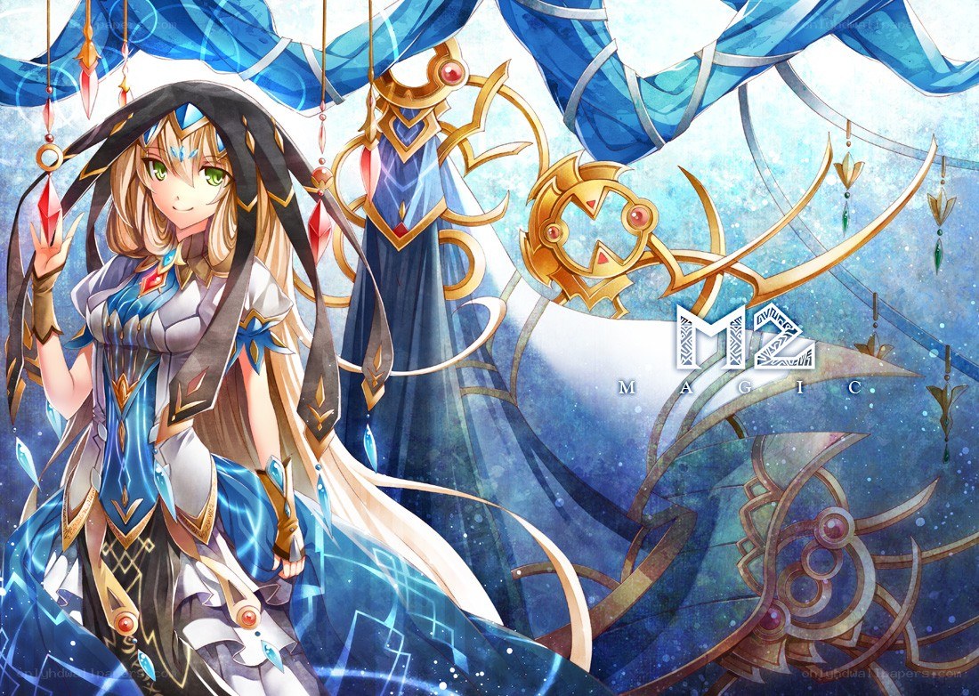 anime mage with blue magic