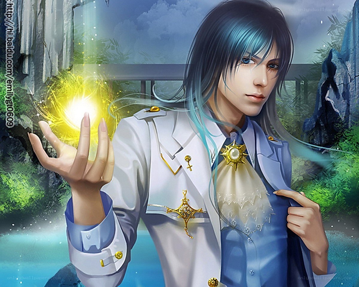 Anime mage with glowing orb