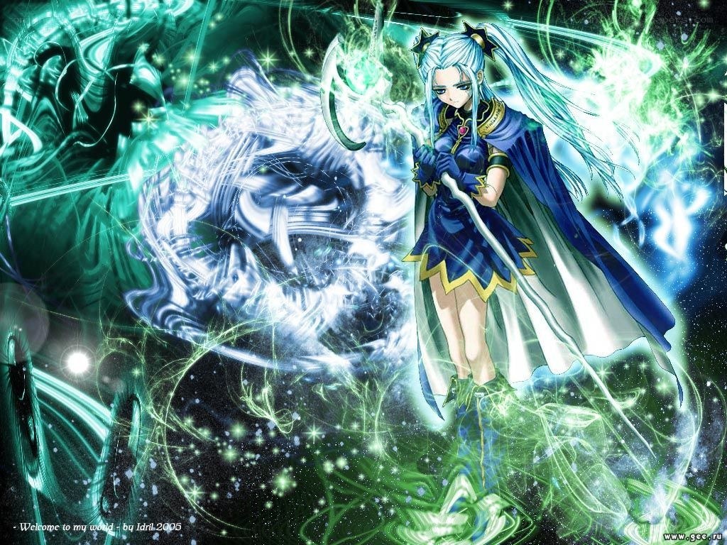 anime mage with green energy