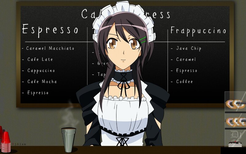 anime maid at coffee shop