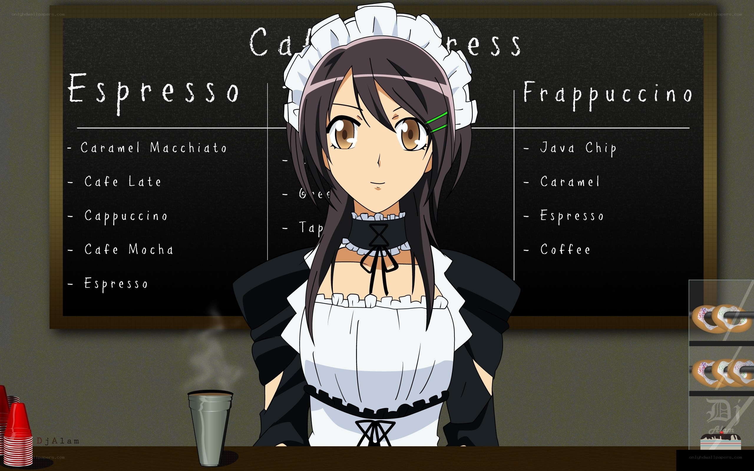 anime maid at coffee shop