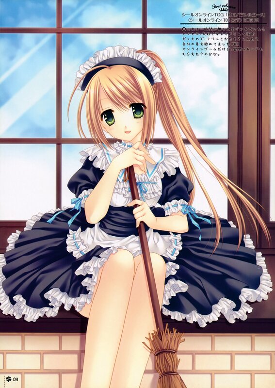 anime maid by window