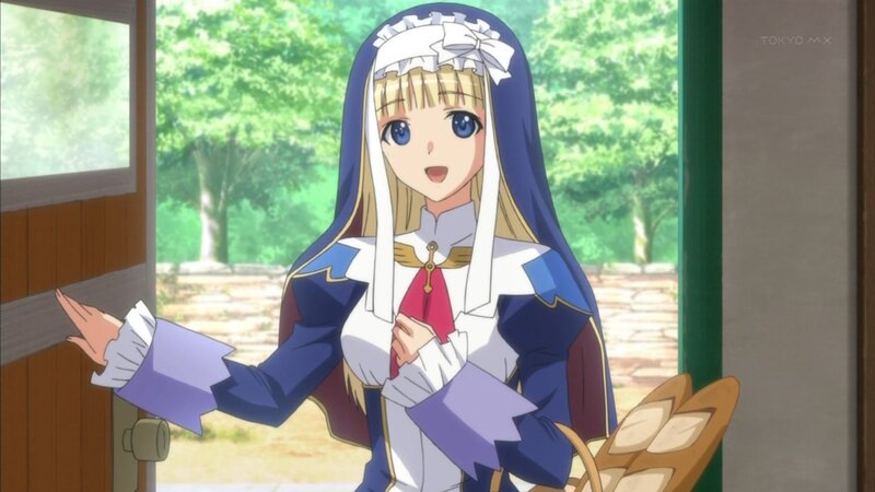 anime maid character at door