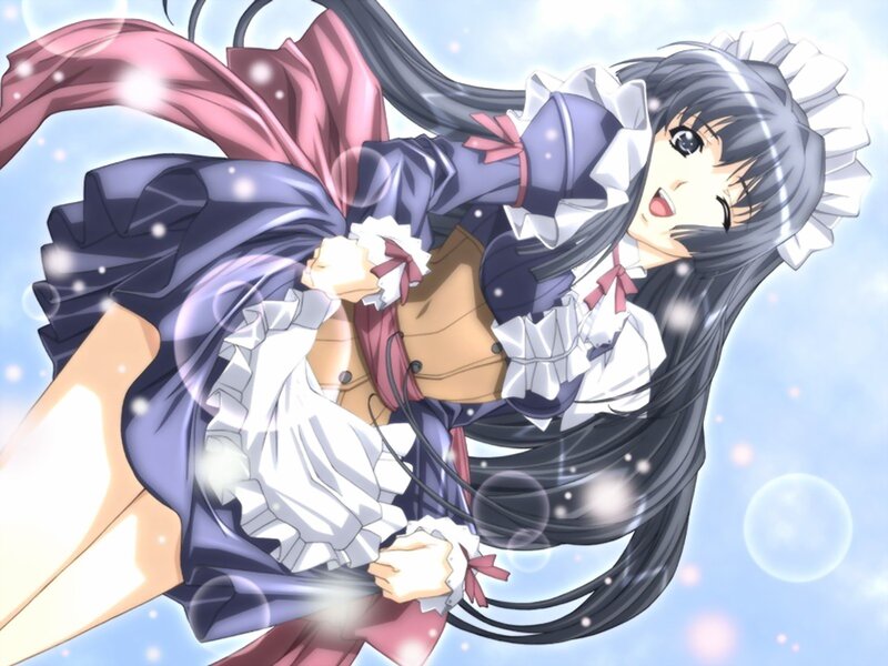 anime maid character in motion