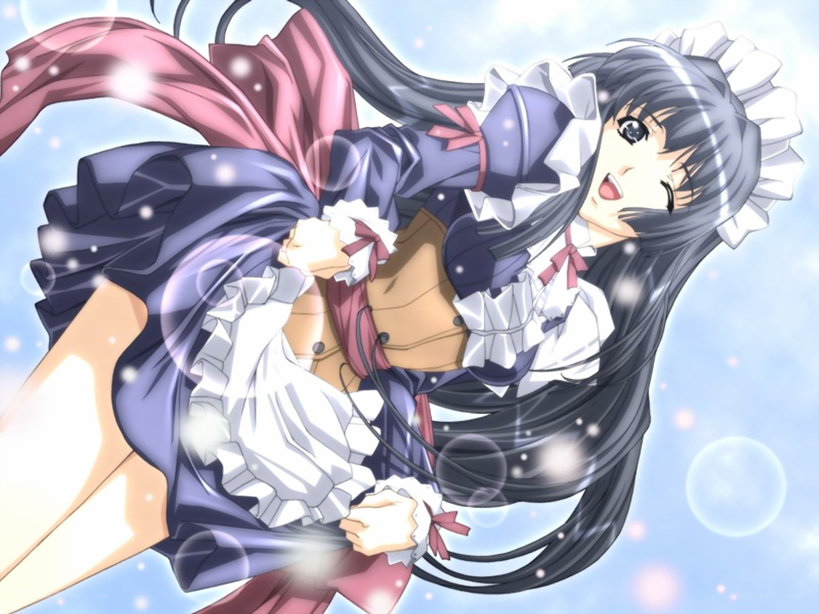 anime maid character in motion