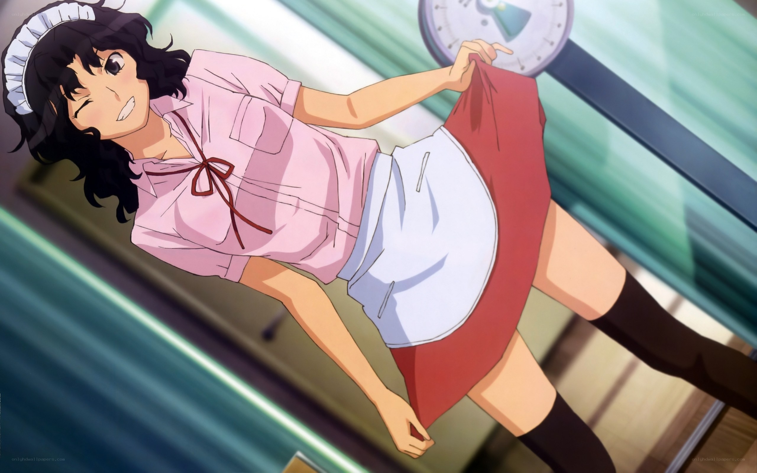 anime maid character in motion