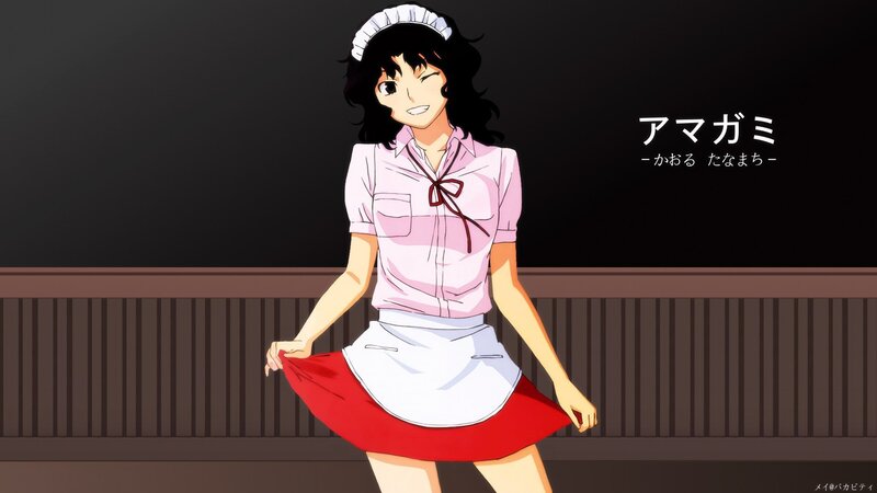 Anime maid character in red skirt