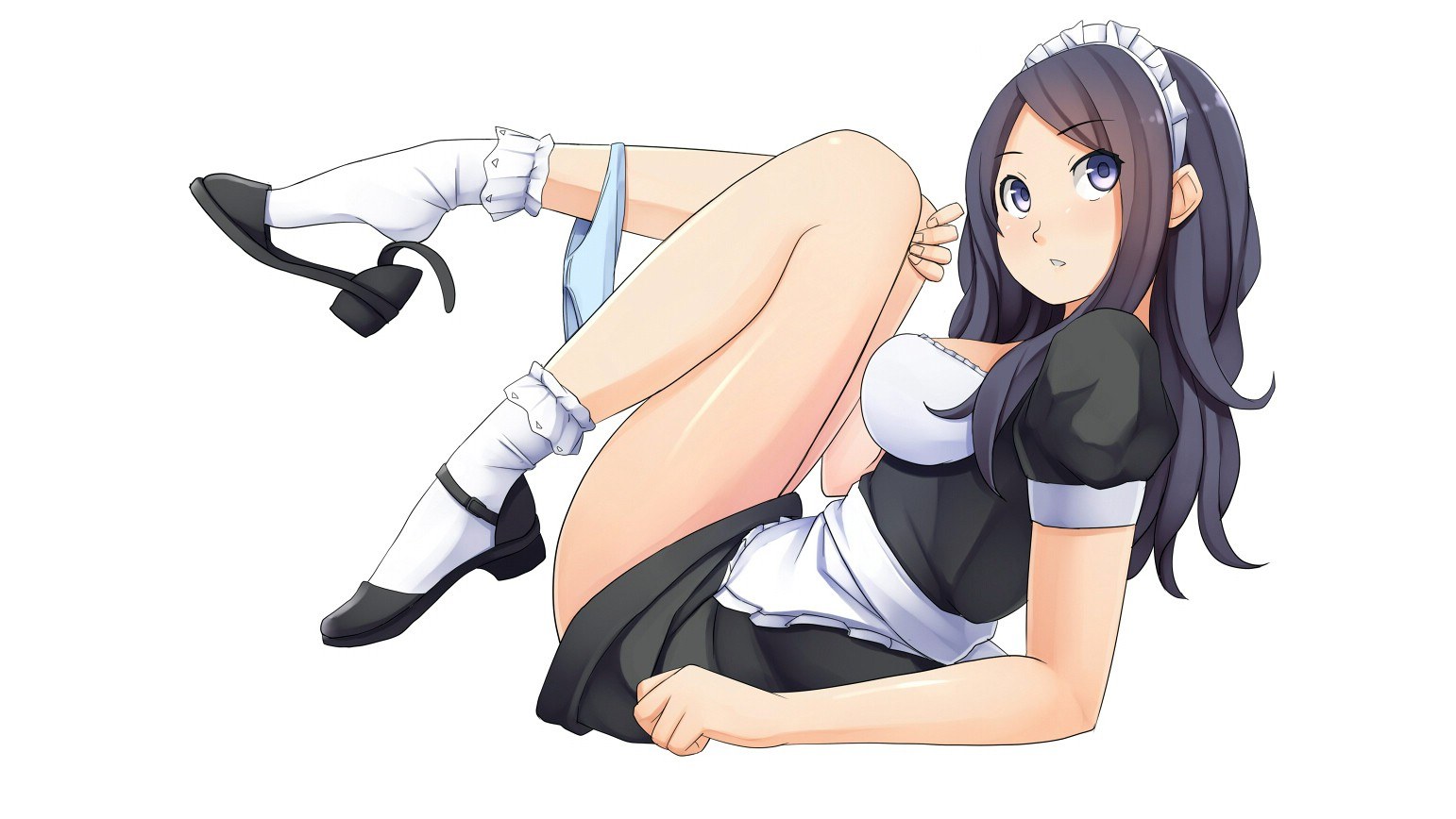 anime maid character lying down