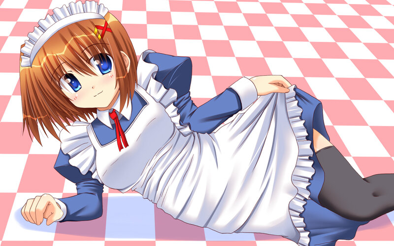 anime maid character on floor