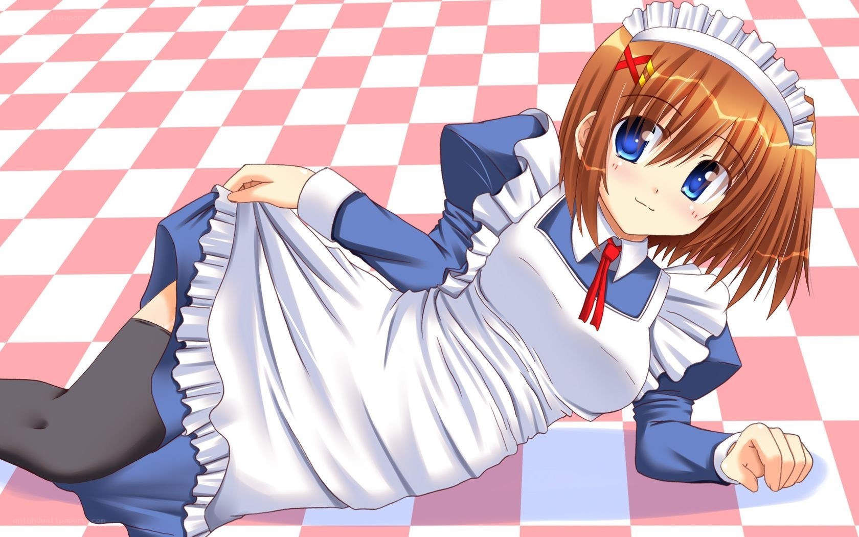 anime maid character on floor