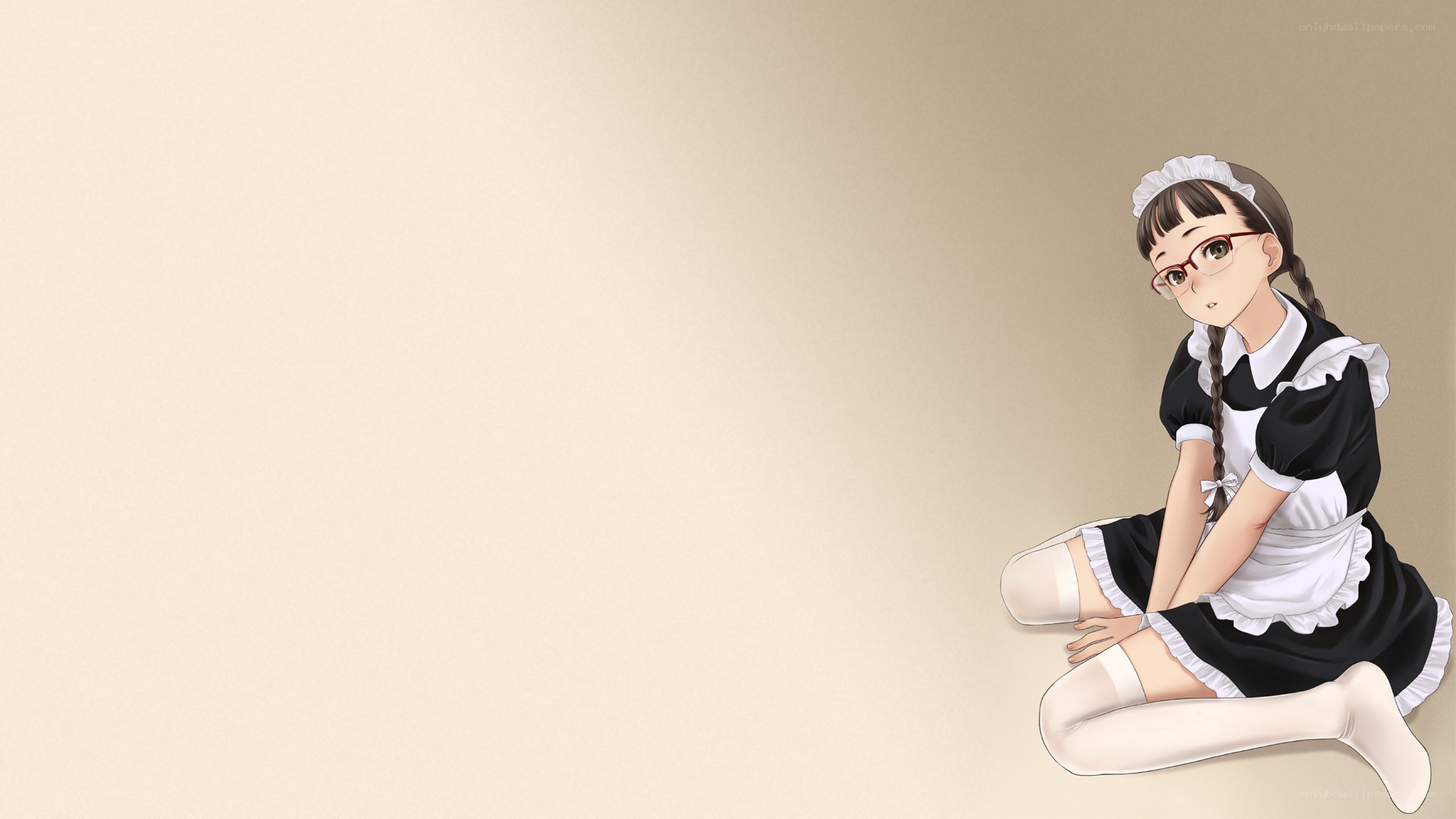 anime maid character sitting