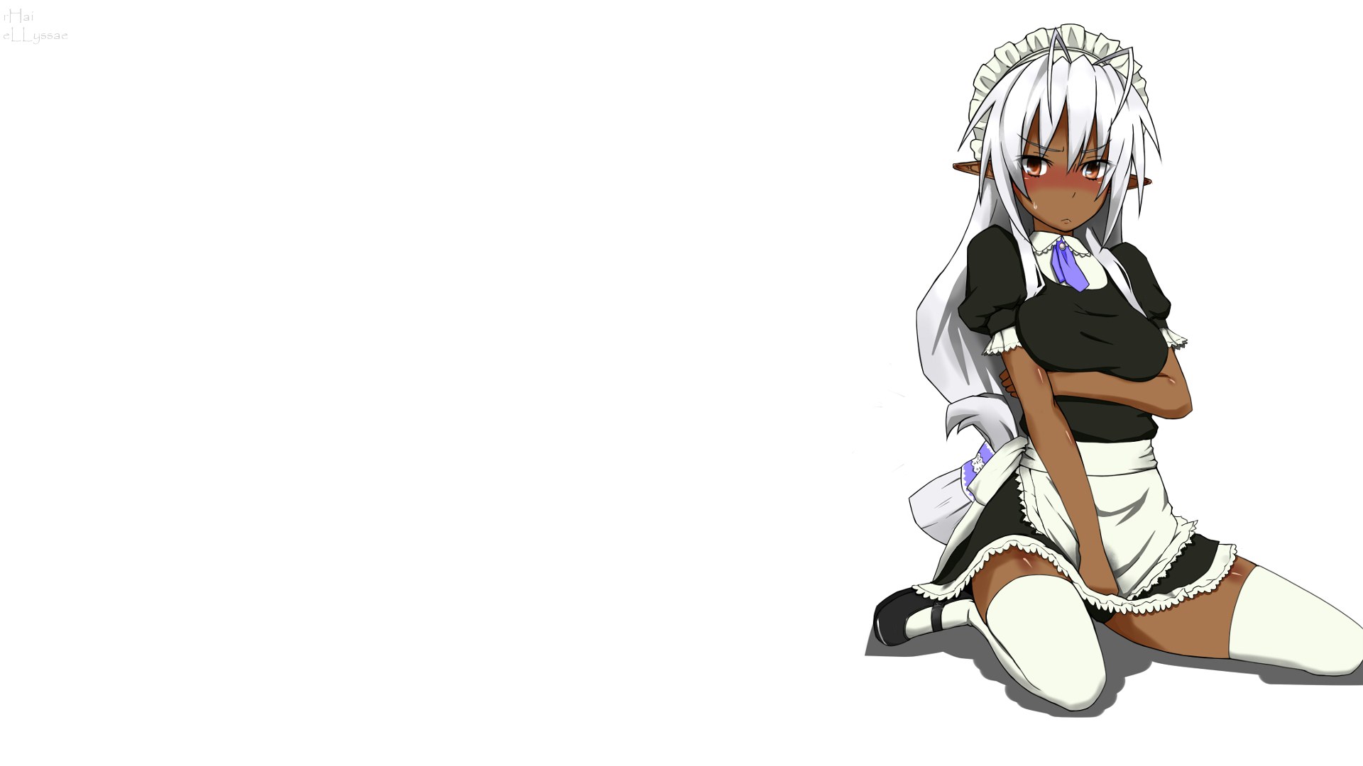 anime maid character sitting