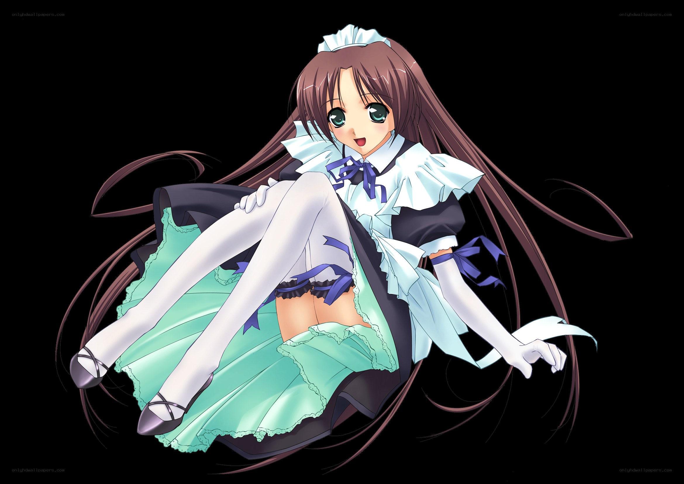 anime maid character sitting