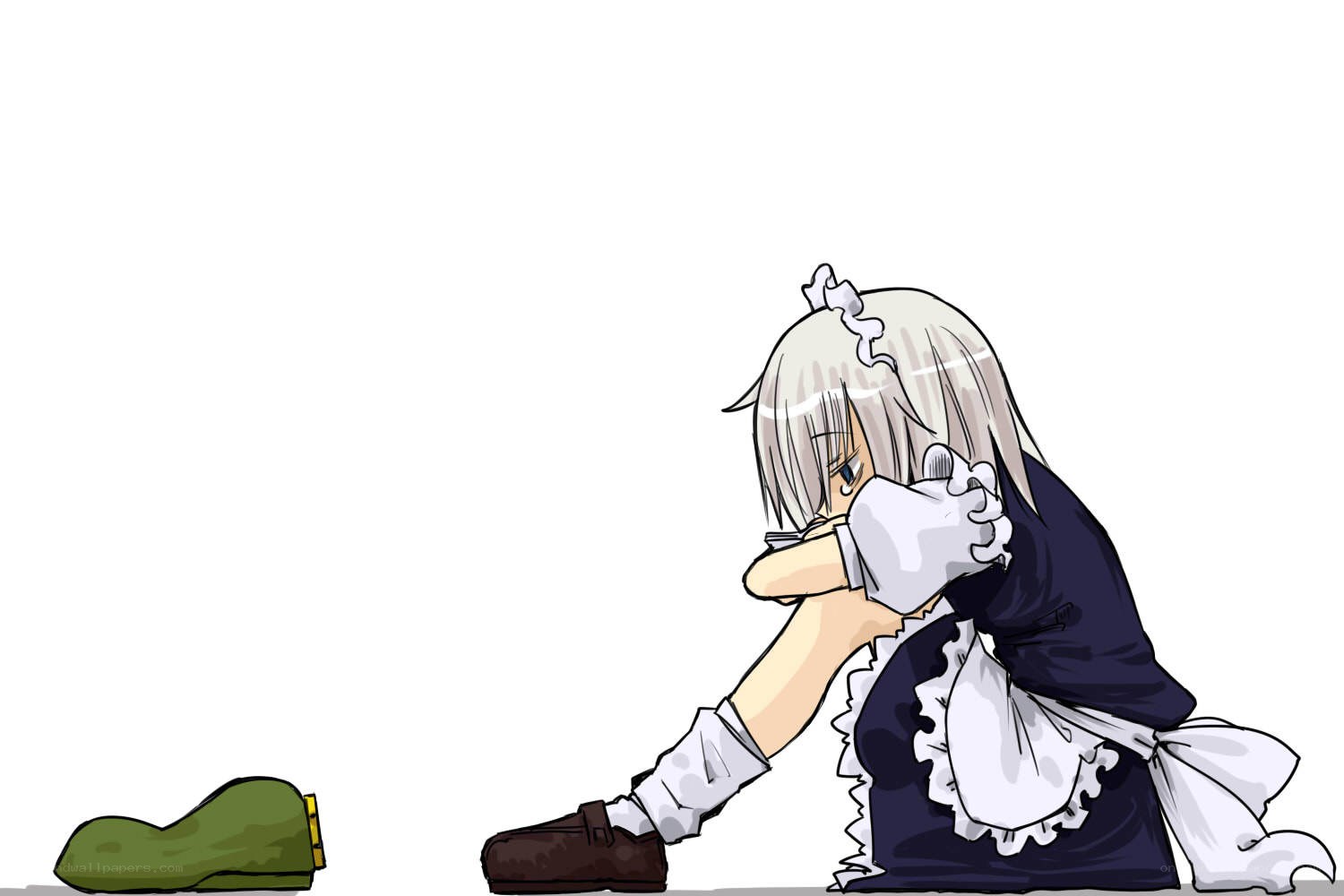 anime maid character sitting