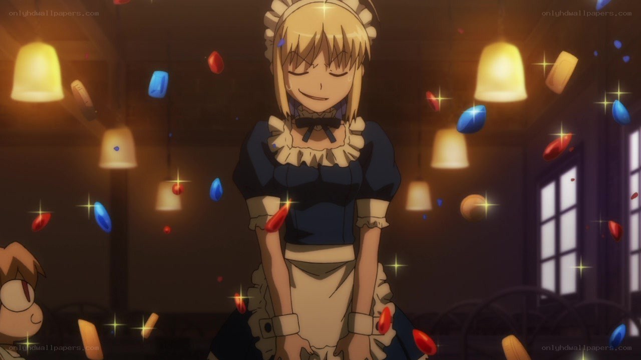 anime maid character smiling