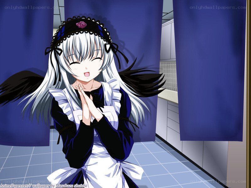 anime maid character smiling