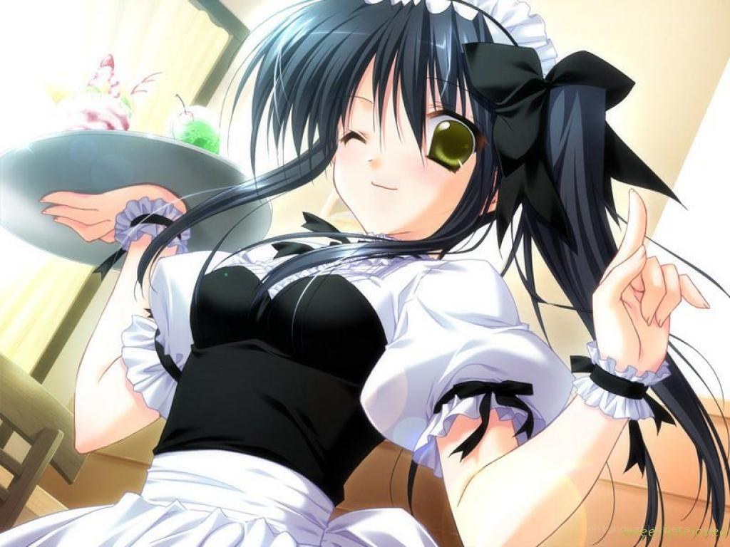 anime maid character smiling