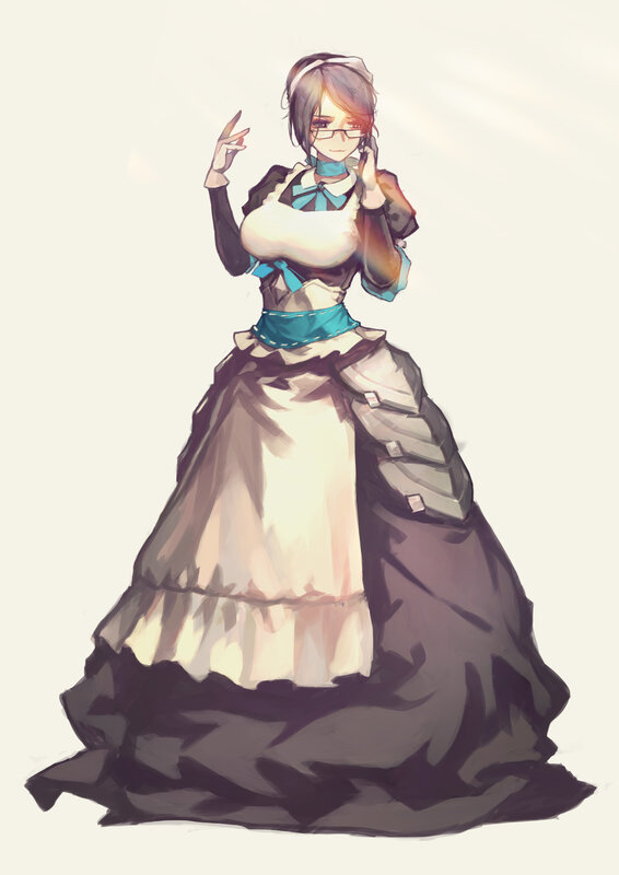 Anime Maid Character — White, Calm