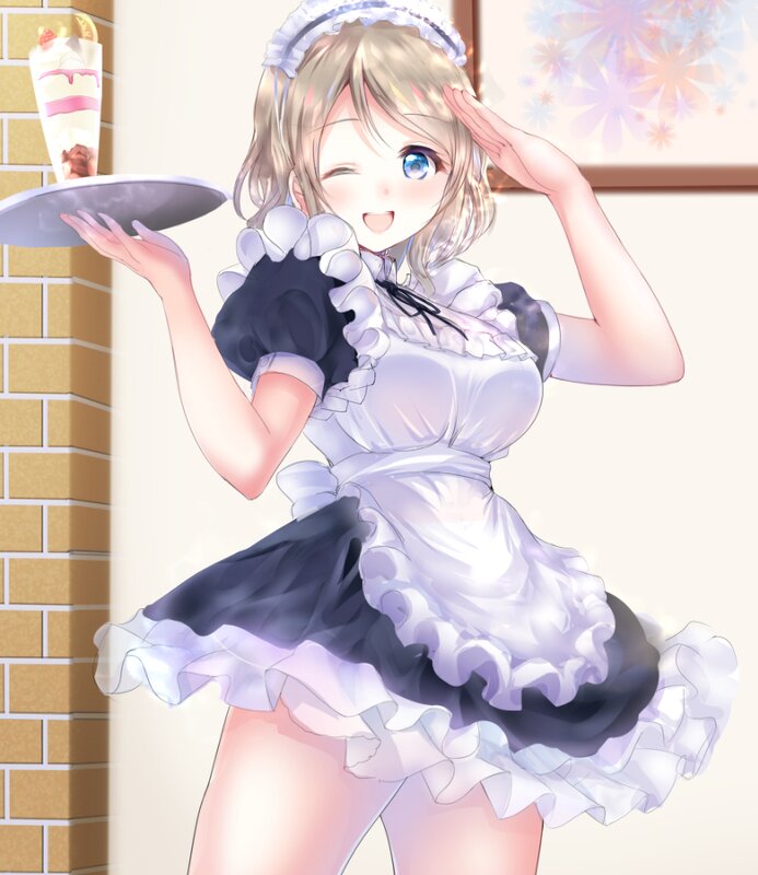 Anime Maid Character — White, Cheerful