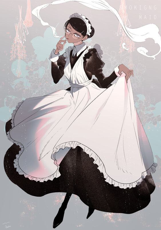 Anime Maid Character — White, Dramatic