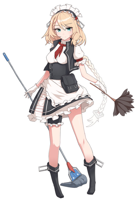 Anime Maid Character — White, Playful