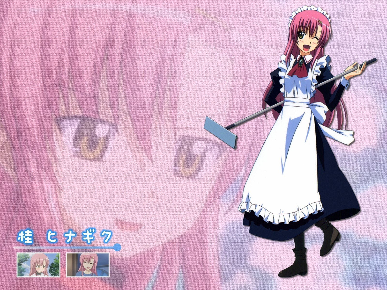 Anime maid character with broom