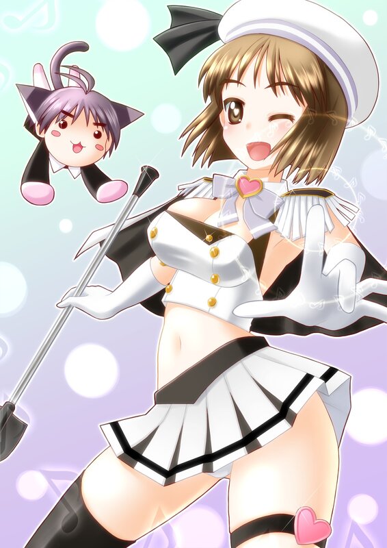 anime maid character with cat companion