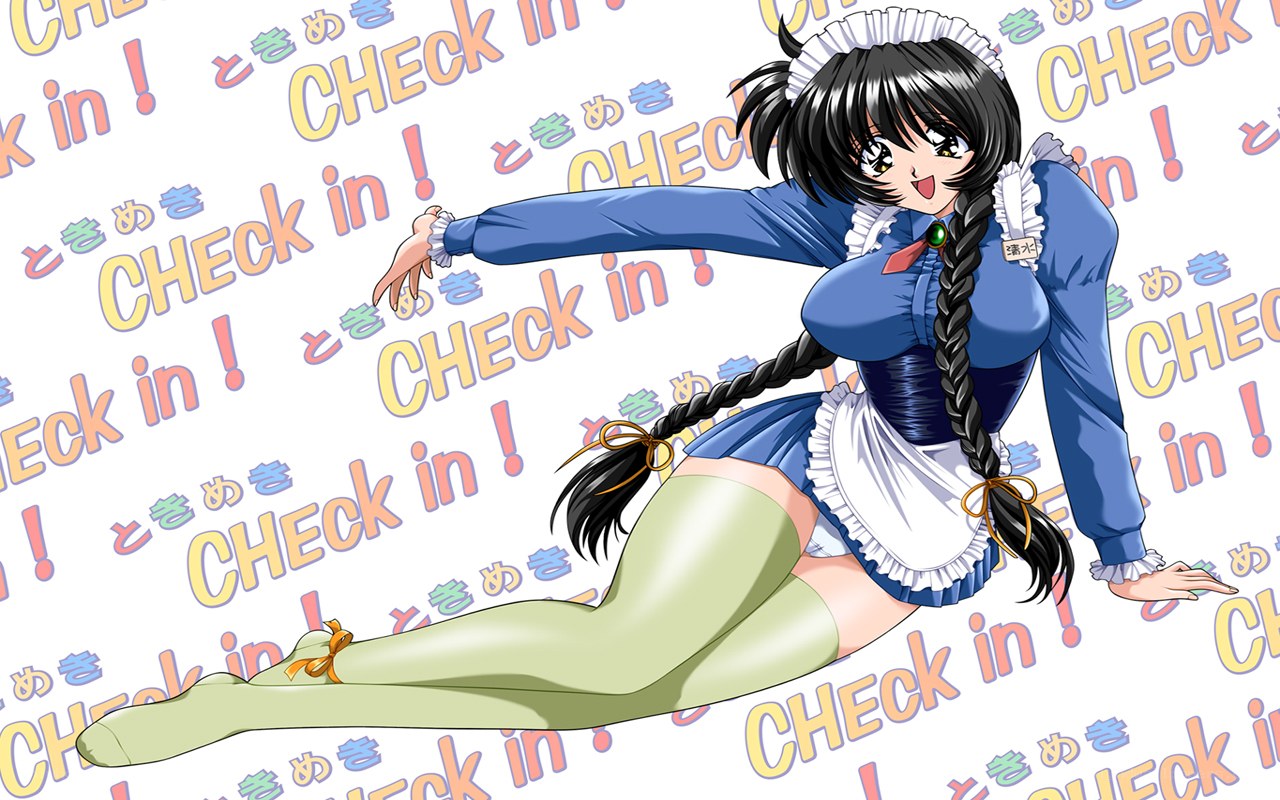 anime maid character with check in text