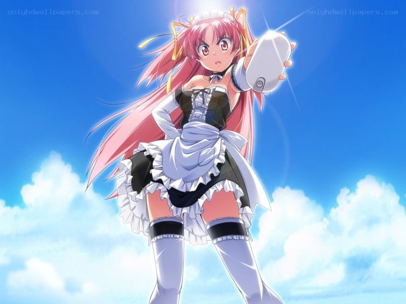 anime maid character with device
