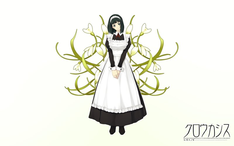 anime maid character with flowers