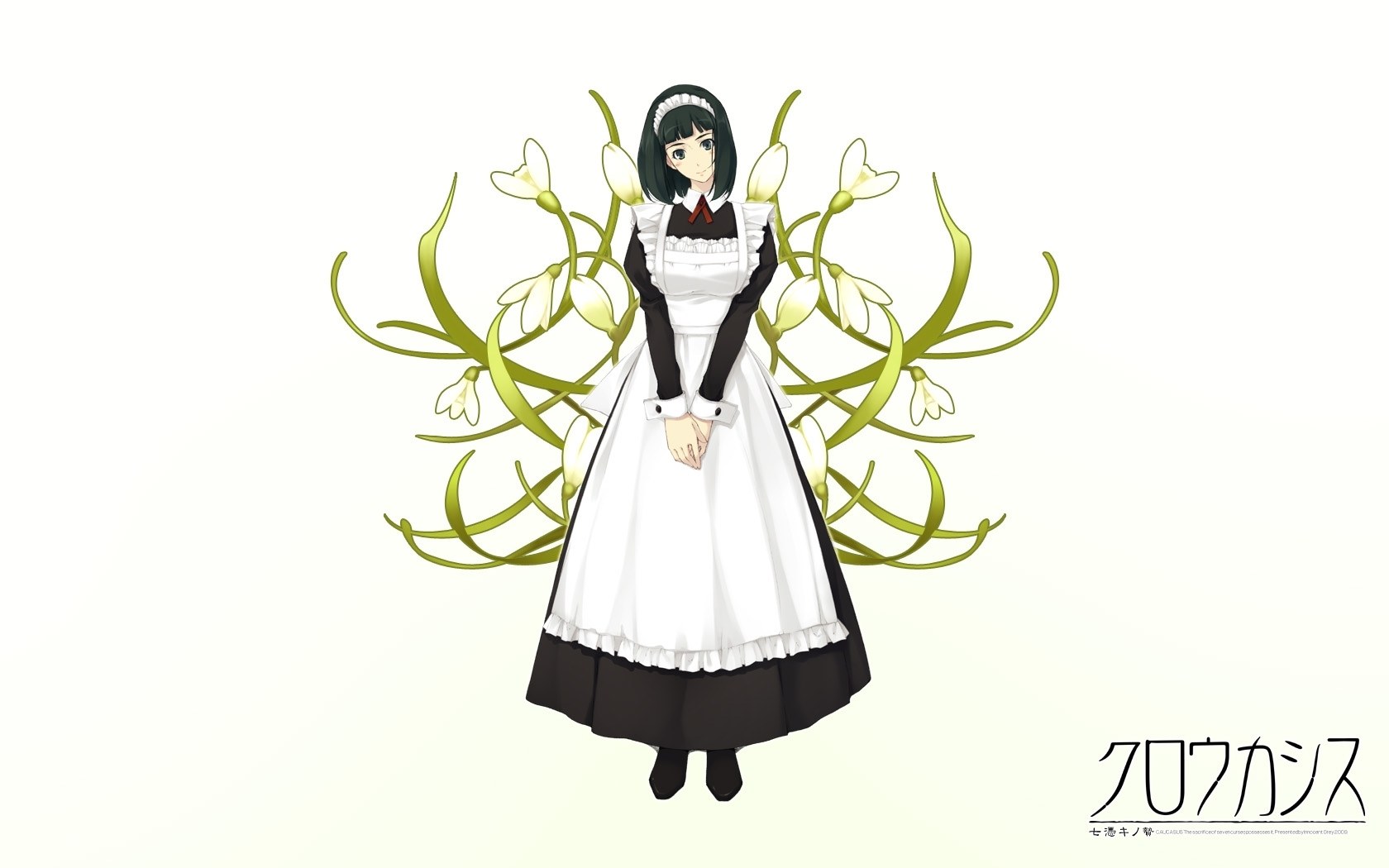 anime maid character with flowers