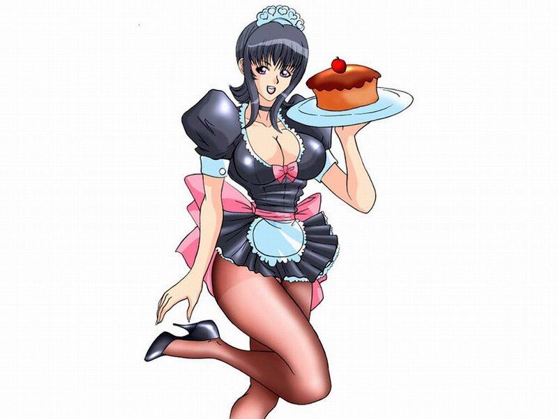 Anime Maid Holding Cake