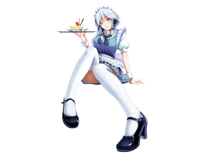 Anime Maid Holding Dessert